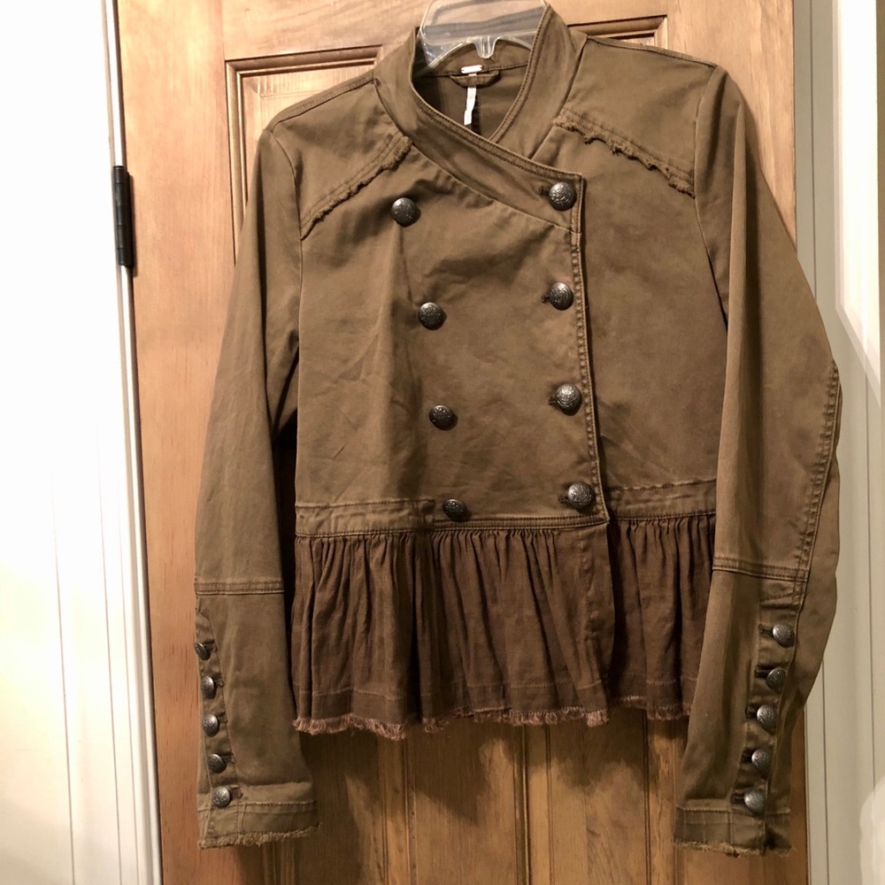 Free People denim military jacket